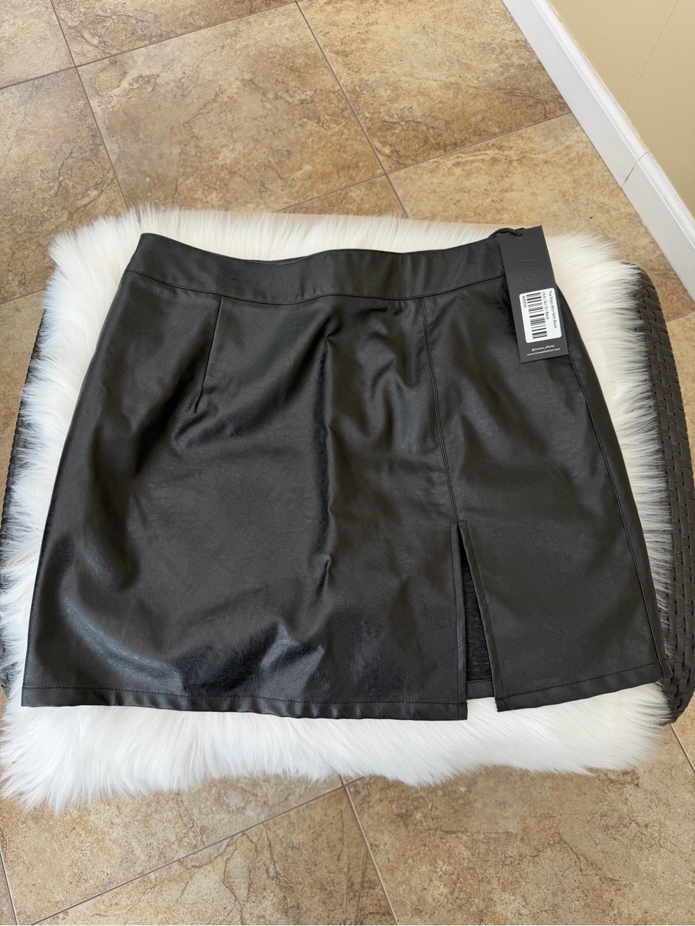 NWT Lioness Black Faux Leather Mini Skirt with Front Panel Slit